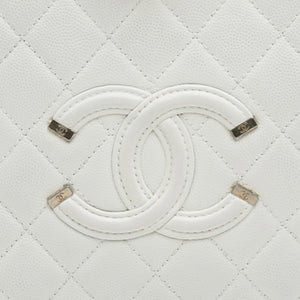 Chanel Medium Caviar Filigree Vanity Case White