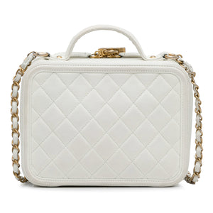 Chanel Medium Caviar Filigree Vanity Case White