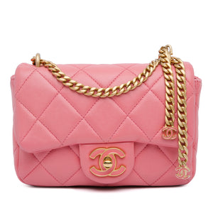 Chanel Mini Lambskin Pending CC Flap Pink