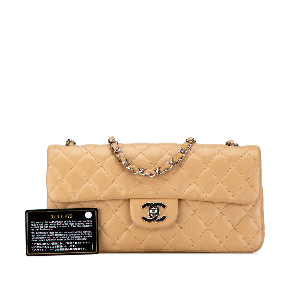 Chanel CC Lambskin East West Single Flap Brown