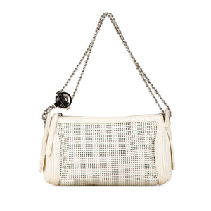 Chanel Caviar Perforated Pulley Shoulder Bag White