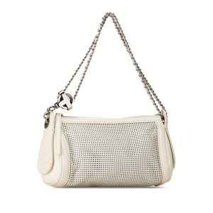 Chanel Caviar Perforated Pulley Shoulder Bag White