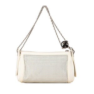 Chanel Caviar Perforated Pulley Shoulder Bag White