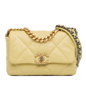 Chanel Medium Lambskin 19 Flap Yellow