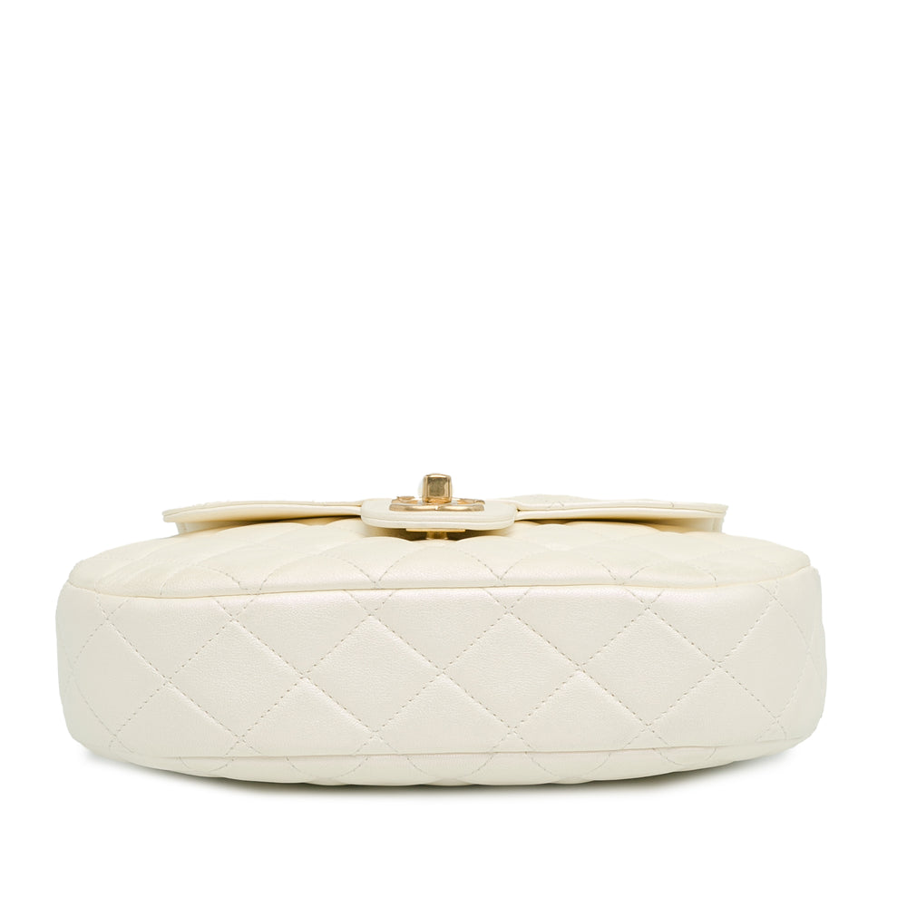 Chanel CC Quilted Lambskin Top Handle Flap White