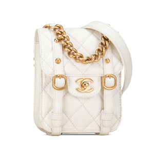 Chanel Mini Crinkled Calfskin City School Flap White