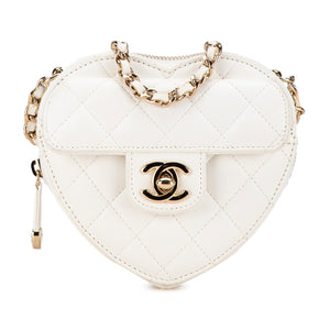 Chanel Mini Lambskin CC in Love Heart Crossbody White