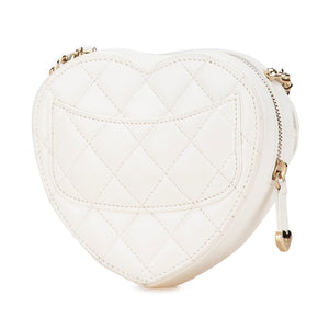 Chanel Mini Lambskin CC in Love Heart Crossbody White