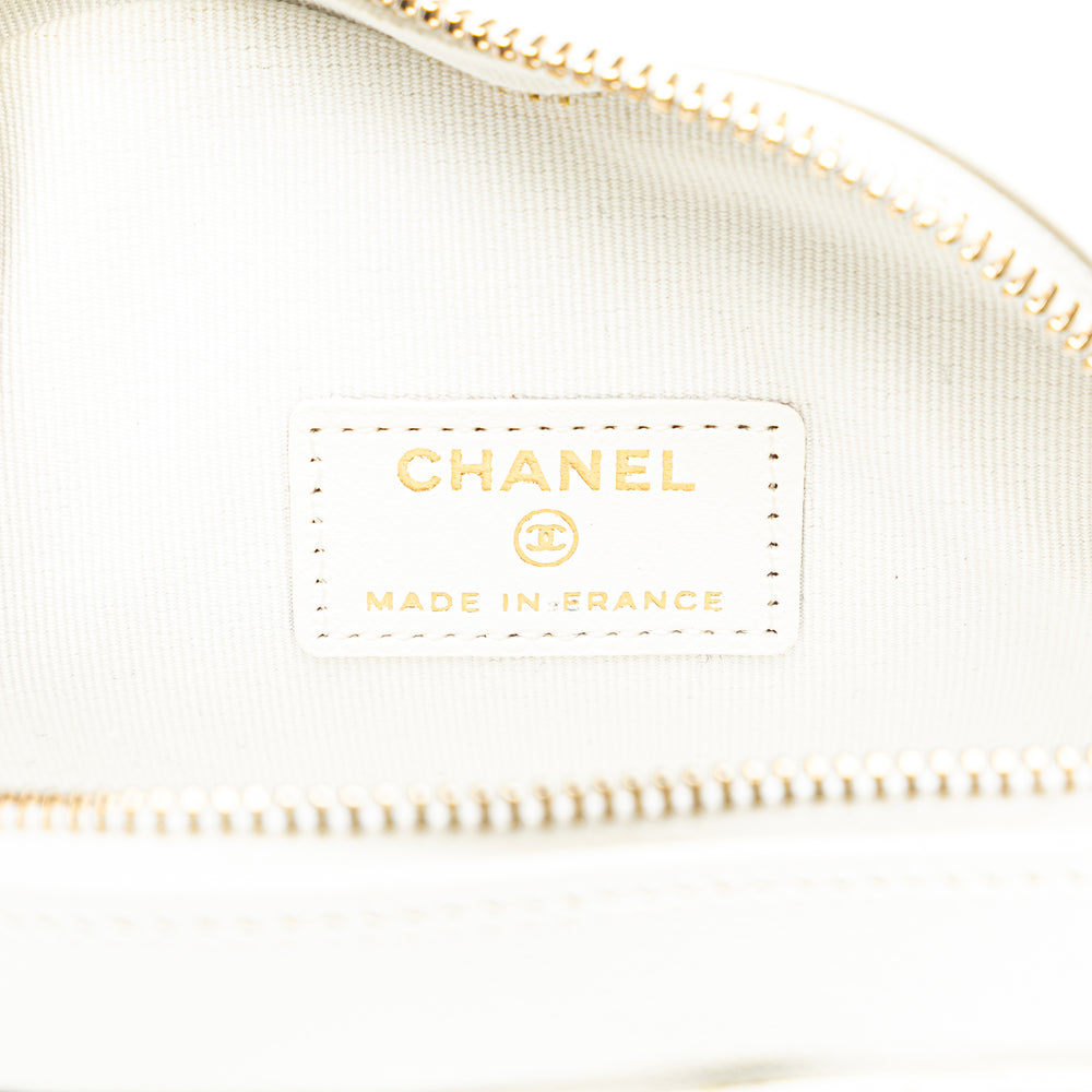 Chanel Mini Lambskin CC in Love Heart Crossbody White