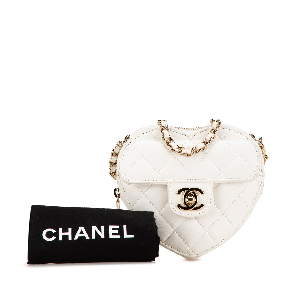 Chanel Mini Lambskin CC in Love Heart Crossbody White