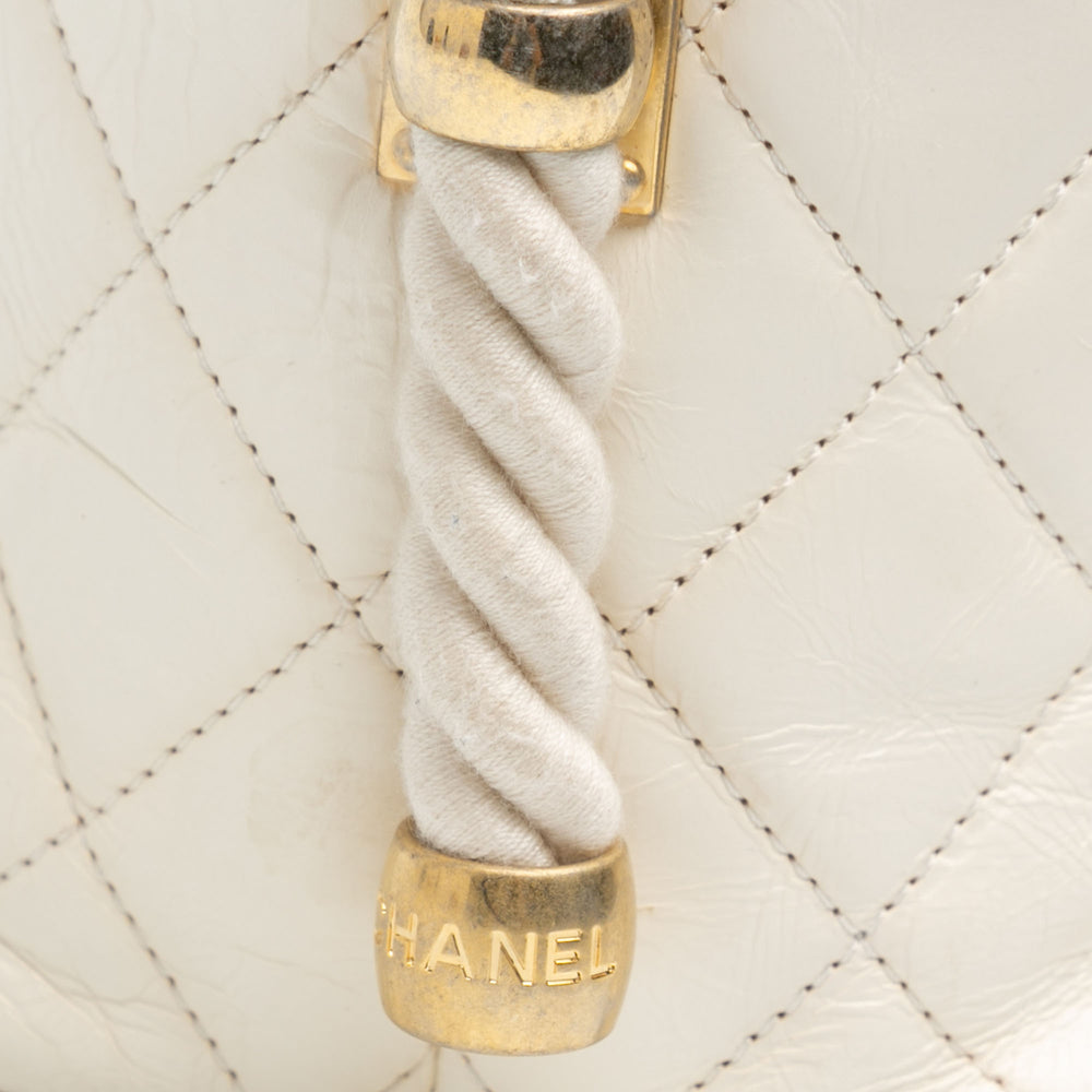 Chanel Crumpled Calfskin En Vogue Rope Satchel White