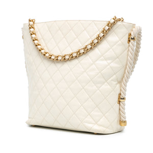 Chanel Crumpled Calfskin En Vogue Rope Satchel White