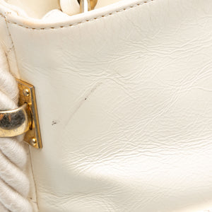 Chanel Crumpled Calfskin En Vogue Rope Satchel White