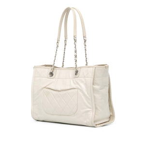 Chanel Small Glazed Calfskin Deauville Tote White