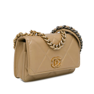 Chanel Quilted Lambskin 19 Wallet on Chain Gold