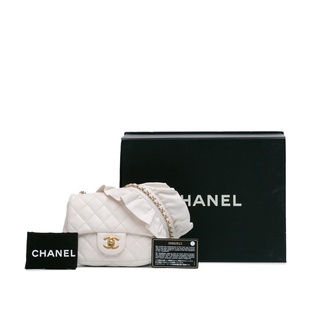 Chanel Mini Square Lambskin Romance Single Flap White