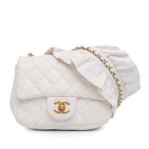 Chanel Mini Square Lambskin Romance Single Flap White