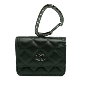 Chanel Quilted Lambskin So Black CC Hook Card Holder Black