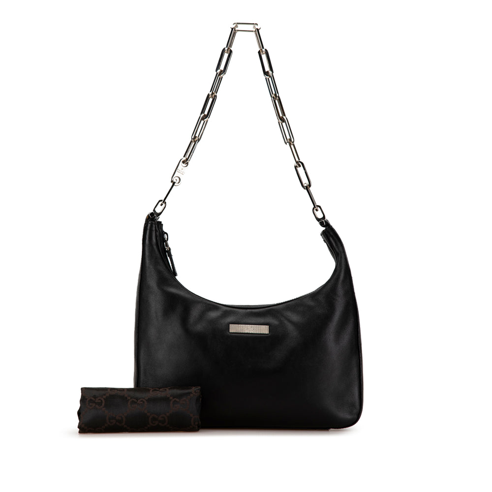 Gucci Leather Chain Shoulder Bag Black