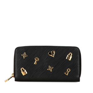 Louis Vuitton Epi Love Lock Zippy Long Wallet Black