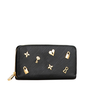 Louis Vuitton Epi Love Lock Zippy Long Wallet Black