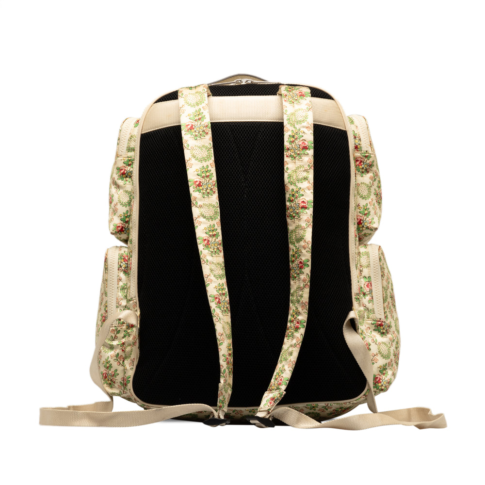 Gucci MLB Floral Satin NY Yankees Patch Backpack Brown