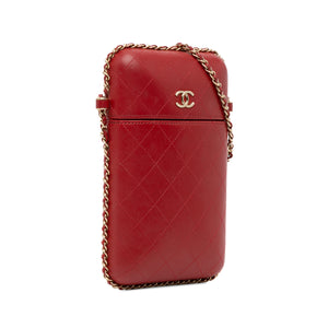 Chanel CC Quilted Lambskin Chain Around Phone Holder Red