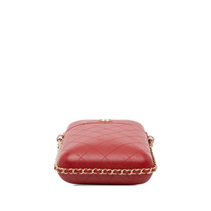 Chanel CC Quilted Lambskin Chain Around Phone Holder Red