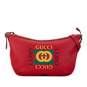 Gucci Logo Half Moon Hobo Red