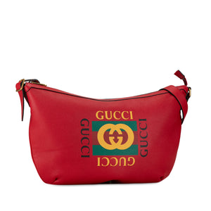 Gucci Logo Half Moon Hobo Red