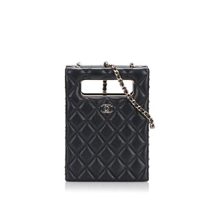 Chanel Mini Caviar Chain Around Cut Out Evening Bag Black