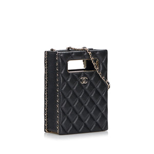 Chanel Mini Caviar Chain Around Cut Out Evening Bag Black