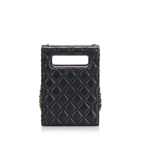 Chanel Mini Caviar Chain Around Cut Out Evening Bag Black