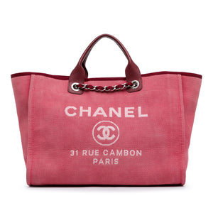 Chanel Large Canvas Deauville Tote Red