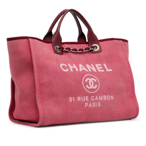 Chanel Large Canvas Deauville Tote Red