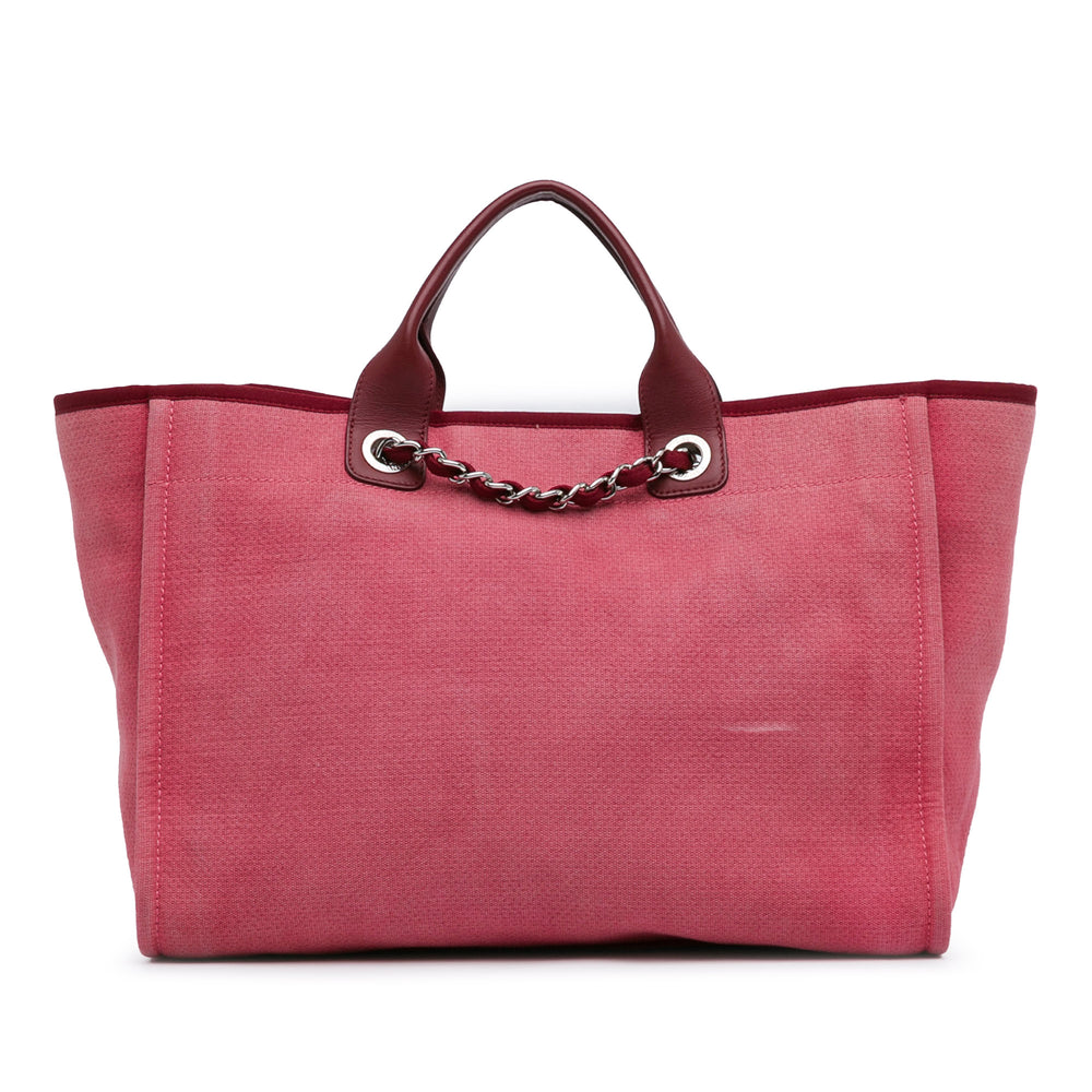 Chanel Large Canvas Deauville Tote Red