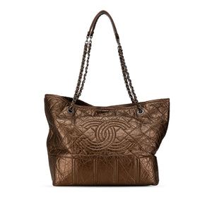 Chanel Distressed Calfskin Shopping In Moscow Tote Brown