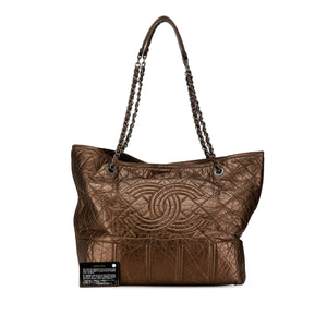 Chanel Distressed Calfskin Shopping In Moscow Tote Brown