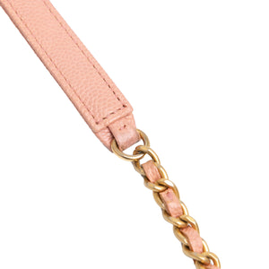 Chanel Quilted Caviar Square Boy Wallet On Chain Pink