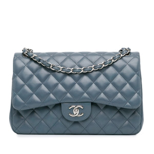 Chanel Jumbo Classic Lambskin Double Flap Blue