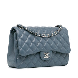 Chanel Jumbo Classic Lambskin Double Flap Blue