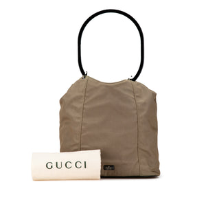 Gucci Hoop Canvas Handbag Brown