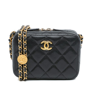 Chanel Quilted Caviar Twist Your Buttons Crossbody Black