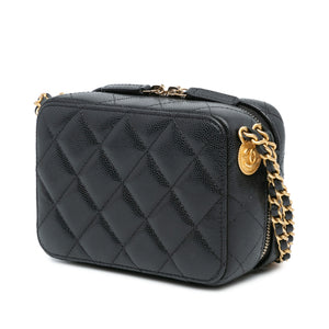 Chanel Quilted Caviar Twist Your Buttons Crossbody Black