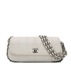 Chanel Choco Bar Lambskin 3 Chain Single Flap White