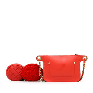 Chanel CC Quilted Calfskin Flap Belt Bag and Coin Purse Red