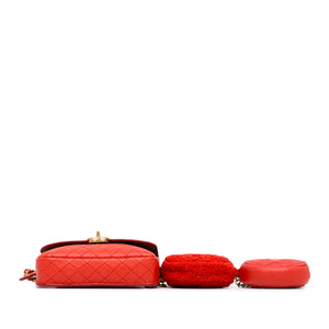 Chanel CC Quilted Calfskin Flap Belt Bag and Coin Purse Red