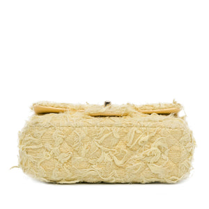 Chanel Mini Rectangular Classic Tweed Fringed Single Flap Yellow