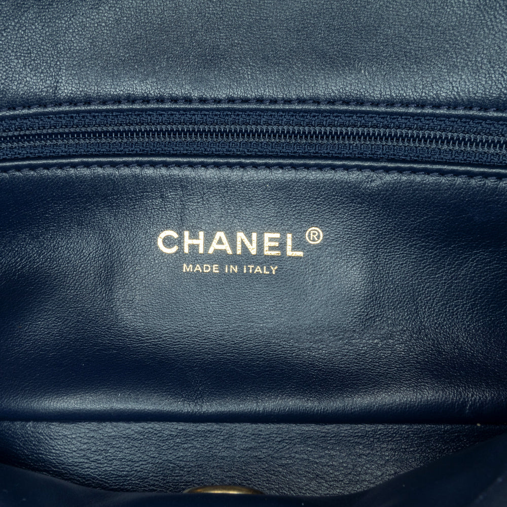 Chanel Quilted Lambskin Chain is More Flap Blue