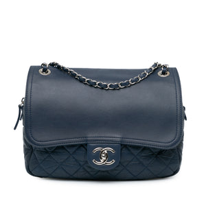 Chanel Quilted Calfskin Easy Zip Flap Blue